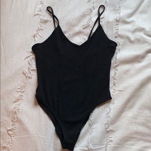 Black Ribbed Bodysuit- Size S